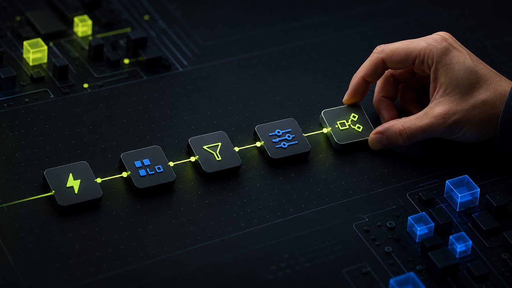 Modular automation nodes connected in a beginner workflow