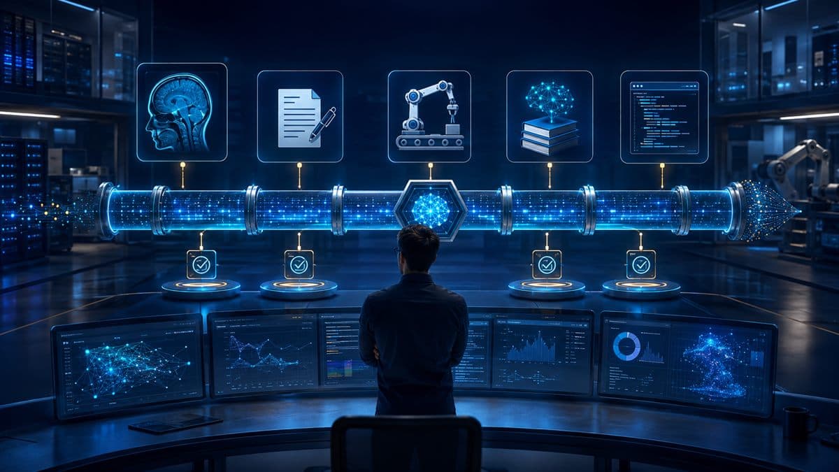 An AI engineer monitoring a production pipeline across several application domains